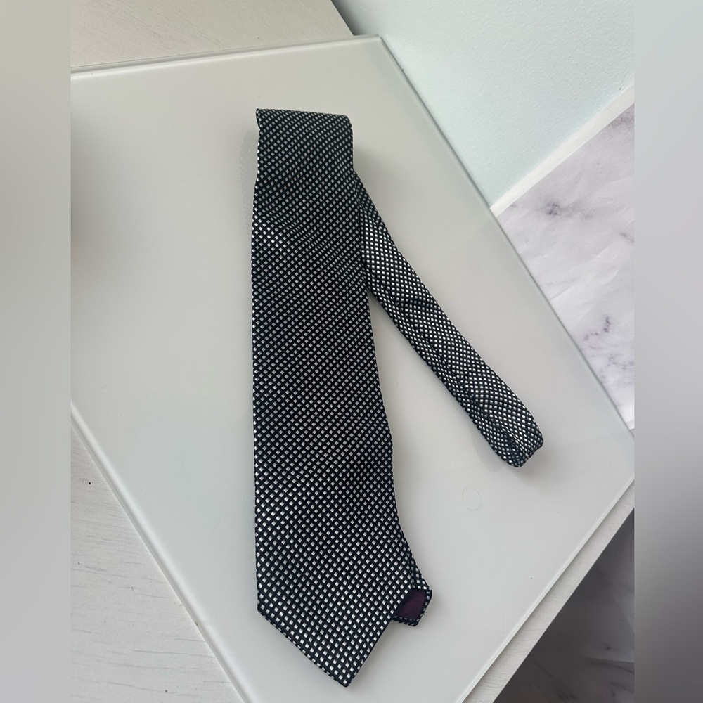 VINTAGE 90S ANDREW SCOTT BLACK/SILVER MEN'S TIE 100% SILK